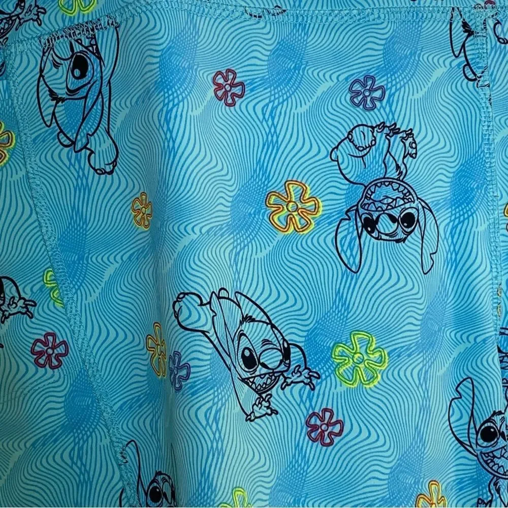 Disney Stitch All Over Light Blue Dual Side Pocket Leggings in Size 2XL
